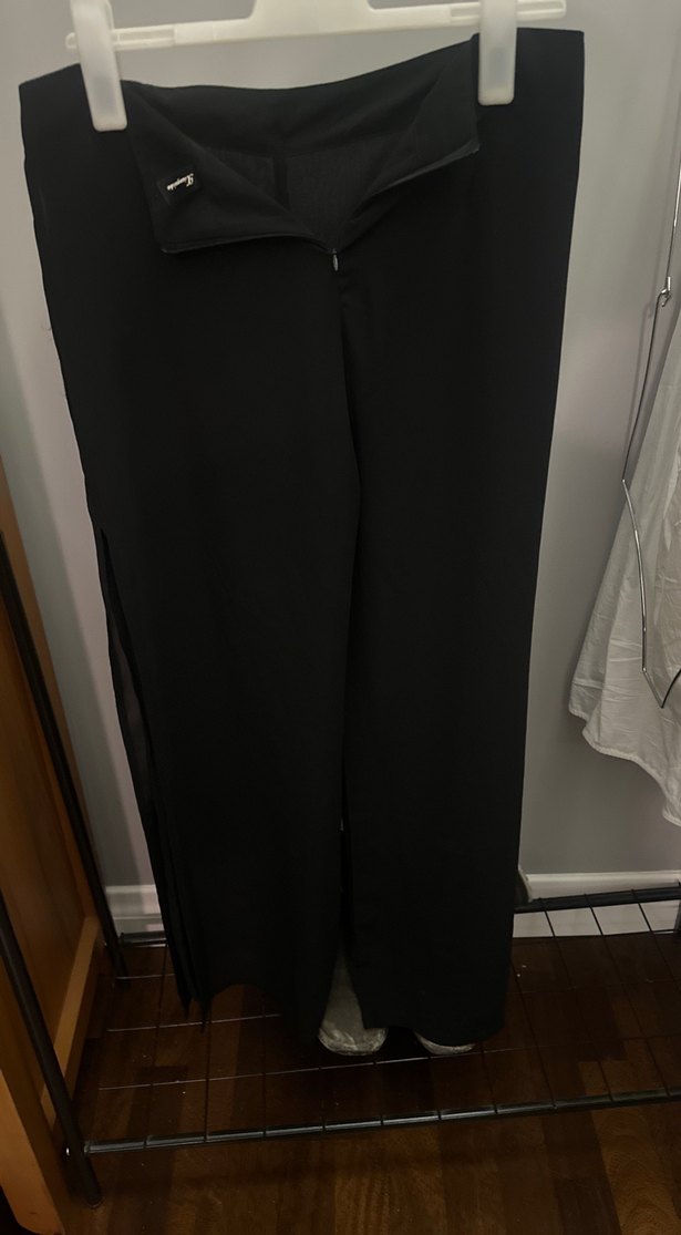 Siyah Uzun Kadın şifon Kumaş Pantolon - Görsel 2