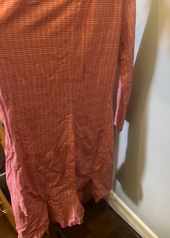 Beymen studio kırmızı Uzun Kollu Keten elbise - Görsel 6