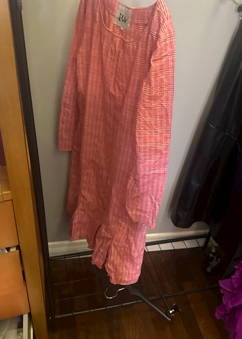 Beymen studio kırmızı Uzun Kollu Keten elbise - Görsel 9