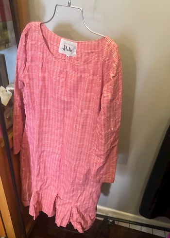 Beymen studio kırmızı Uzun Kollu Keten elbise - Görsel 8