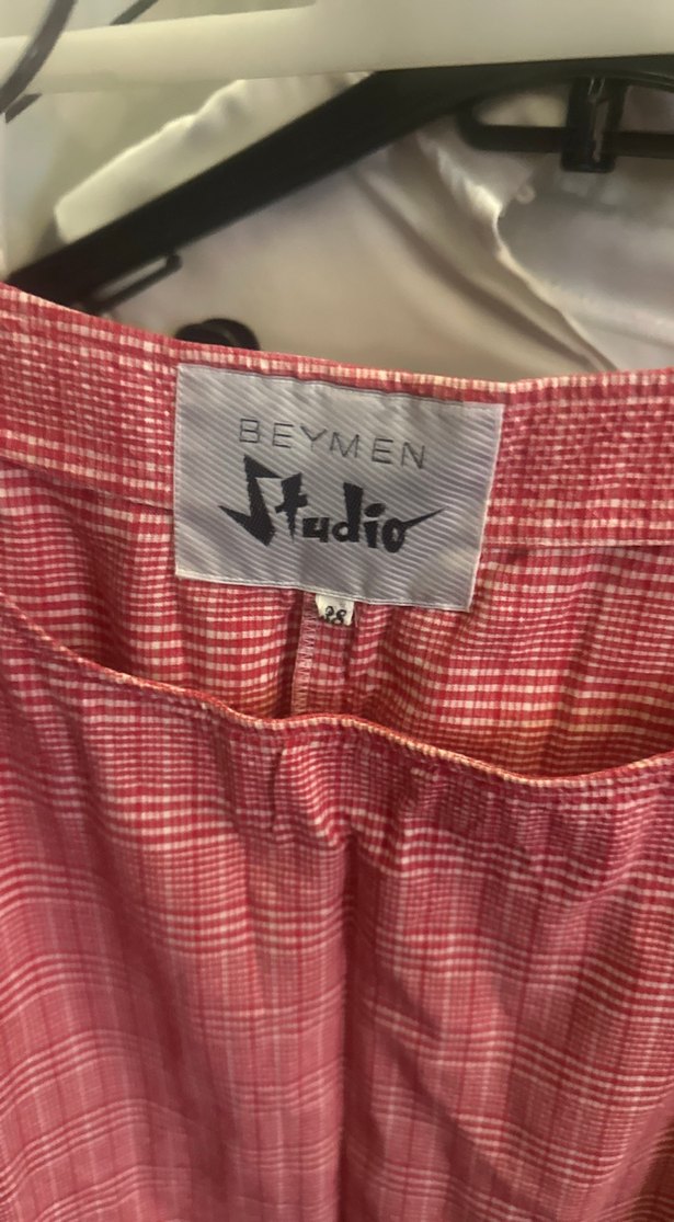 Beymen studio kırmızı Uzun Kollu Keten elbise - Görsel 4