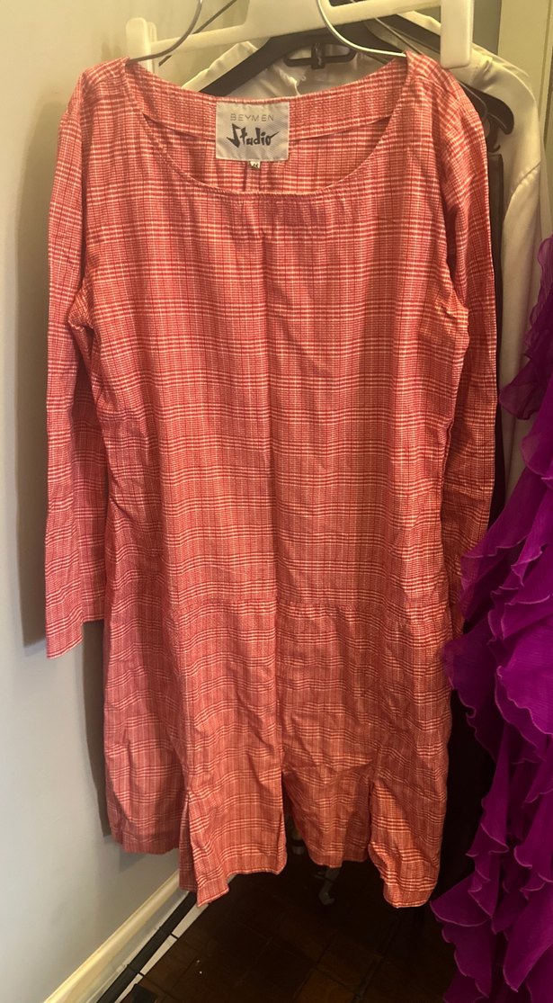 Beymen studio kırmızı Uzun Kollu Keten elbise - Görsel 3