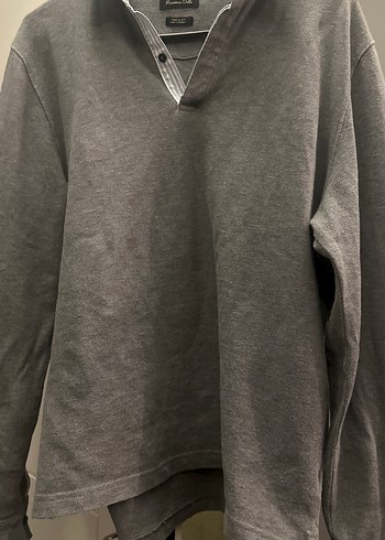 Gri Erkek Keten Uzun Kollu Gömlek Yaka Kazak - Görsel 3