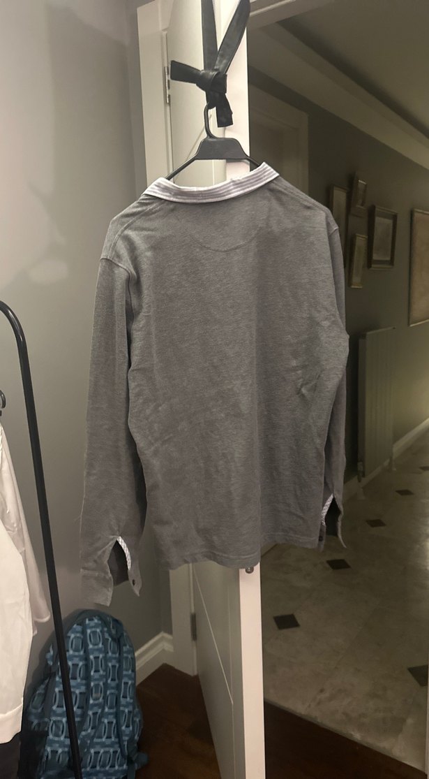 Gri Erkek Keten Uzun Kollu Gömlek Yaka Kazak - Görsel 5