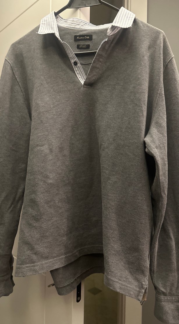 Gri Erkek Keten Uzun Kollu Gömlek Yaka Kazak - Görsel 3