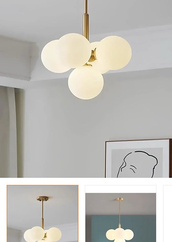 Beyaz Camlı Modern Sarkıt Lamba