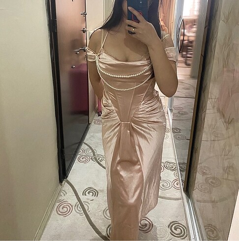 l Beden pembe Renk Elbise (söz, nişan, mezuniyet, nikah, gece elbise)