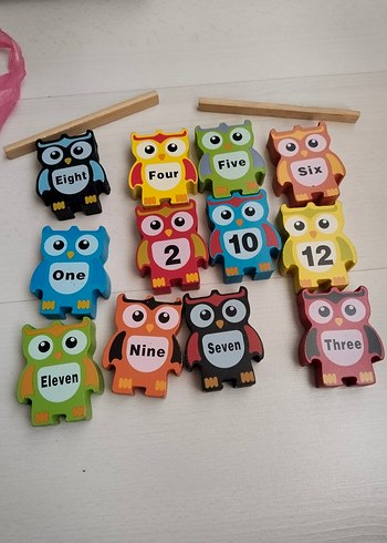 Renkli ingilizce-türkçe Sayı Öğrenme ve Denge Oyunu Baykuşlar - Görsel 2