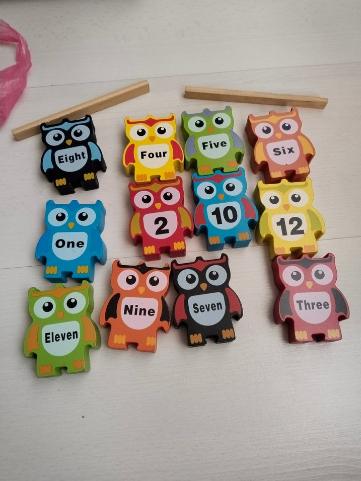 Renkli ingilizce-türkçe Sayı Öğrenme ve Denge Oyunu Baykuşlar - Görsel 2