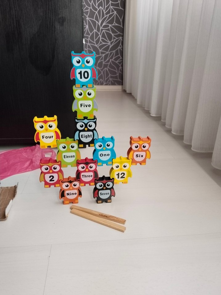 Renkli ingilizce-türkçe Sayı Öğrenme ve Denge Oyunu Baykuşlar - Görsel 5