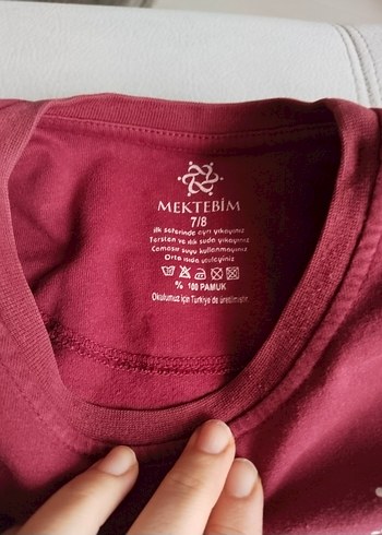 unisex Çocuk Bordo Baskılı Uzun Kollu Mektebim koleji - Görsel 3