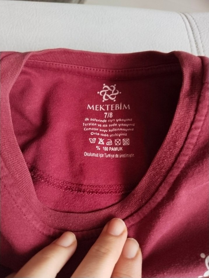 unisex Çocuk Bordo Baskılı Uzun Kollu Mektebim koleji - Görsel 3