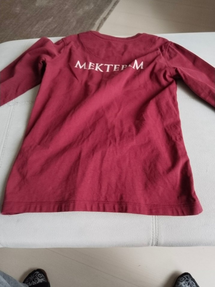 unisex Çocuk Bordo Baskılı Uzun Kollu Mektebim koleji - Görsel 2