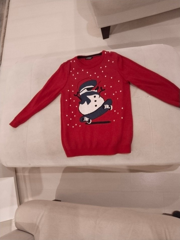 Kırmızı Kaykaylı Kardan Adam Çocuk sweatshirt - Görsel 3