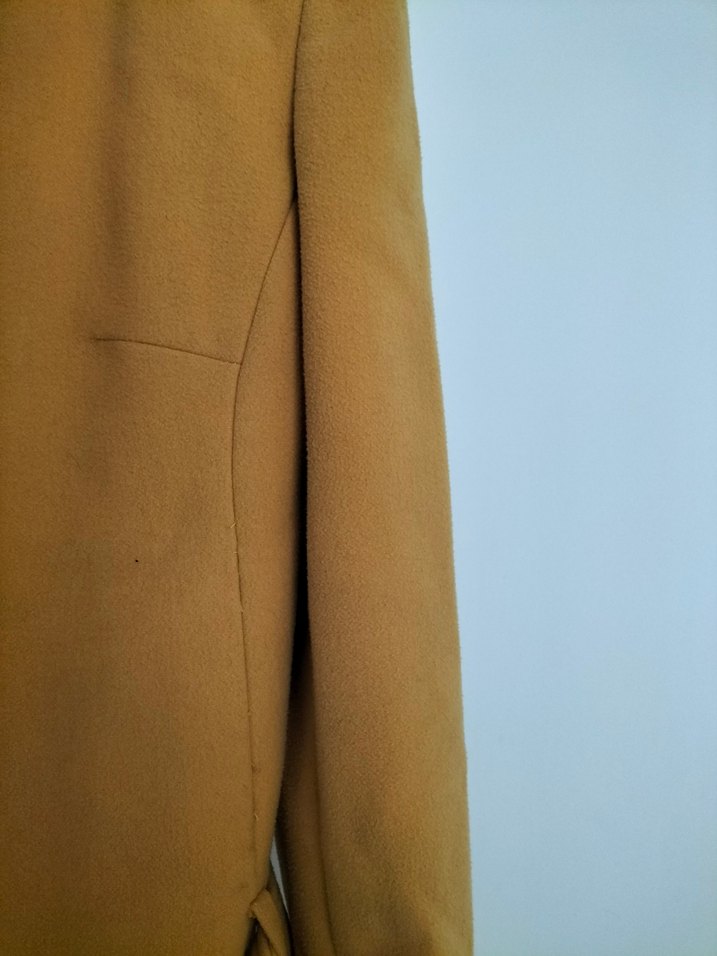 Düğmeli Sarı Süet Kadın Kısa Kaban - Görsel 4