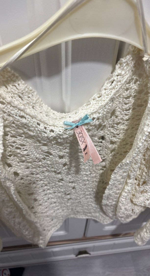 Kız Çocuk Beyaz Örgü Bolero - Görsel 2