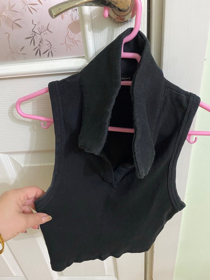 Kadın Siyah Yüksek Yakalı Fermuarlı Atlet - Görsel 2