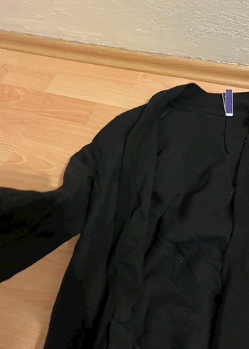 Uzun Siyah Hamile Keten Ceket - Görsel 5