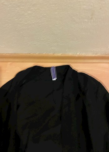 Uzun Siyah Hamile Keten Ceket - Görsel 6