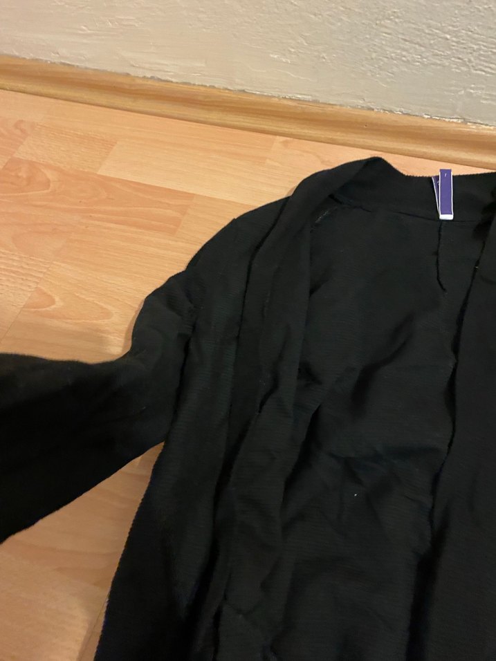 Uzun Siyah Hamile Keten Ceket - Görsel 5