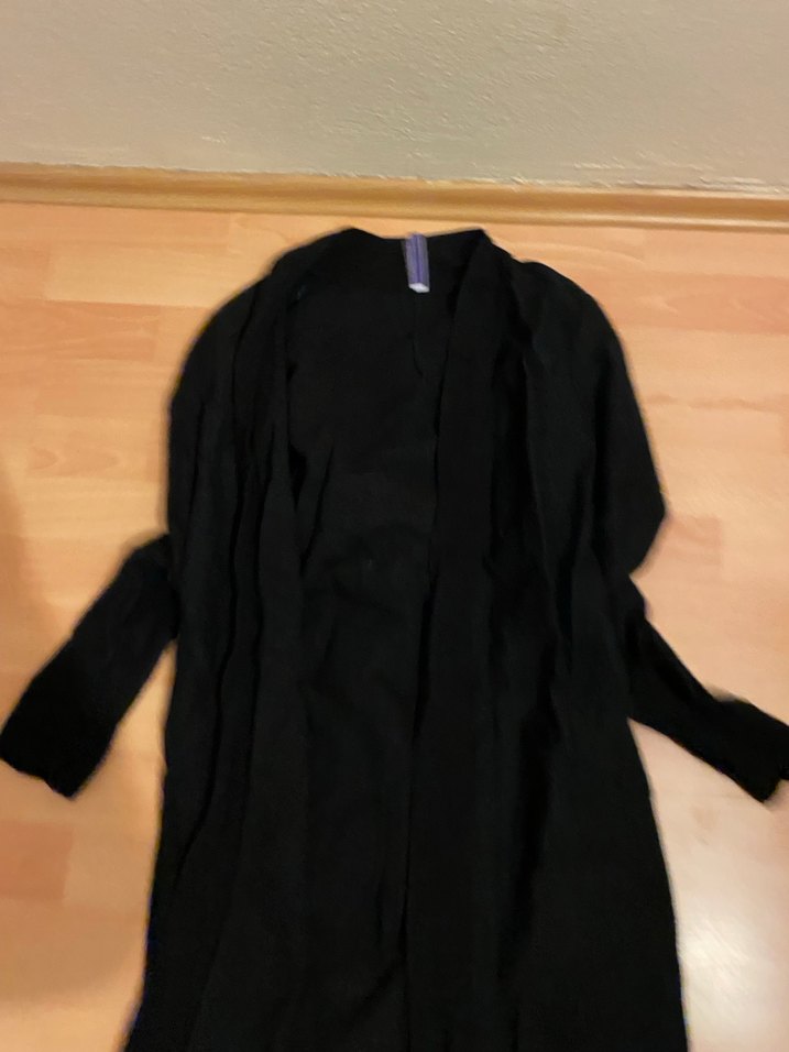 Uzun Siyah Hamile Keten Ceket - Görsel 3