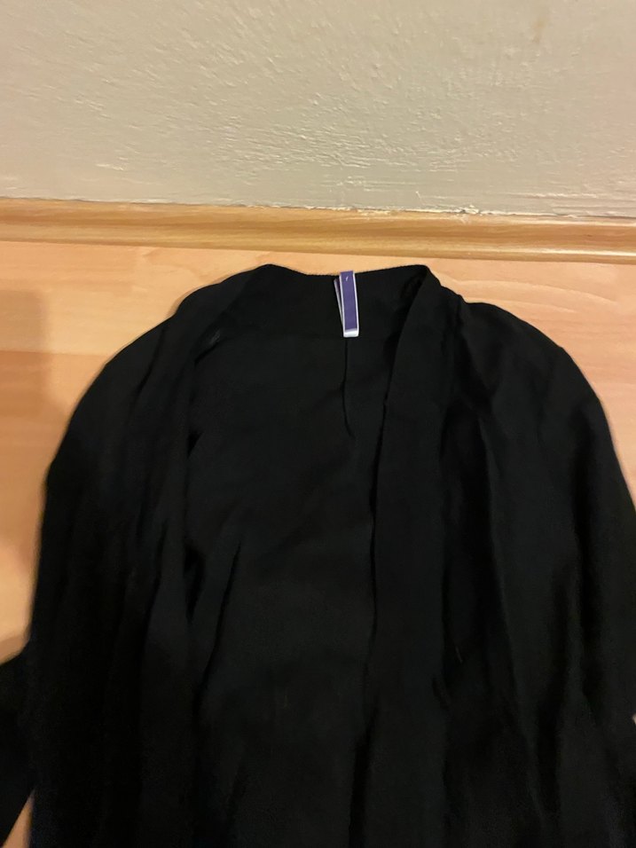 Uzun Siyah Hamile Keten Ceket - Görsel 4