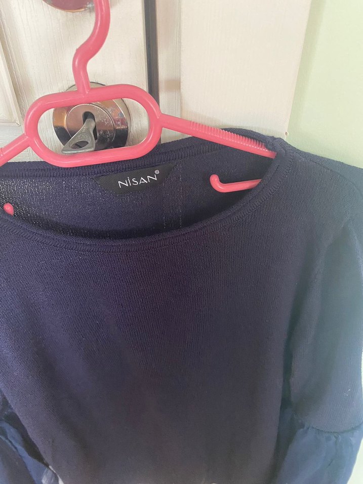 Uzun Kollu Lacivert Triko Bluz - Görsel 3