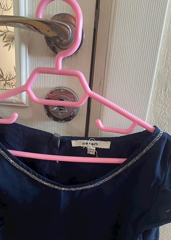 Lacivert Saten Fırfırlı Kadın Bluz - Görsel 4