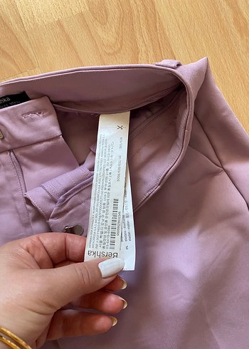 Mor Midi Kadın Kumaş Pantolon - Görsel 4