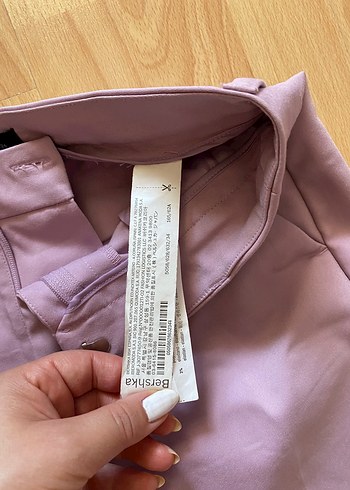 Mor Midi Kadın Kumaş Pantolon - Görsel 5