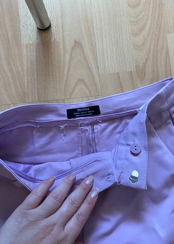 Mor Midi Kadın Kumaş Pantolon - Görsel 3