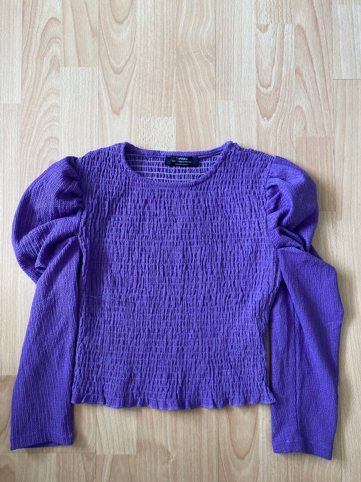 Mor Örgü Uzun Kollu Salaş Bluz - Görsel 2