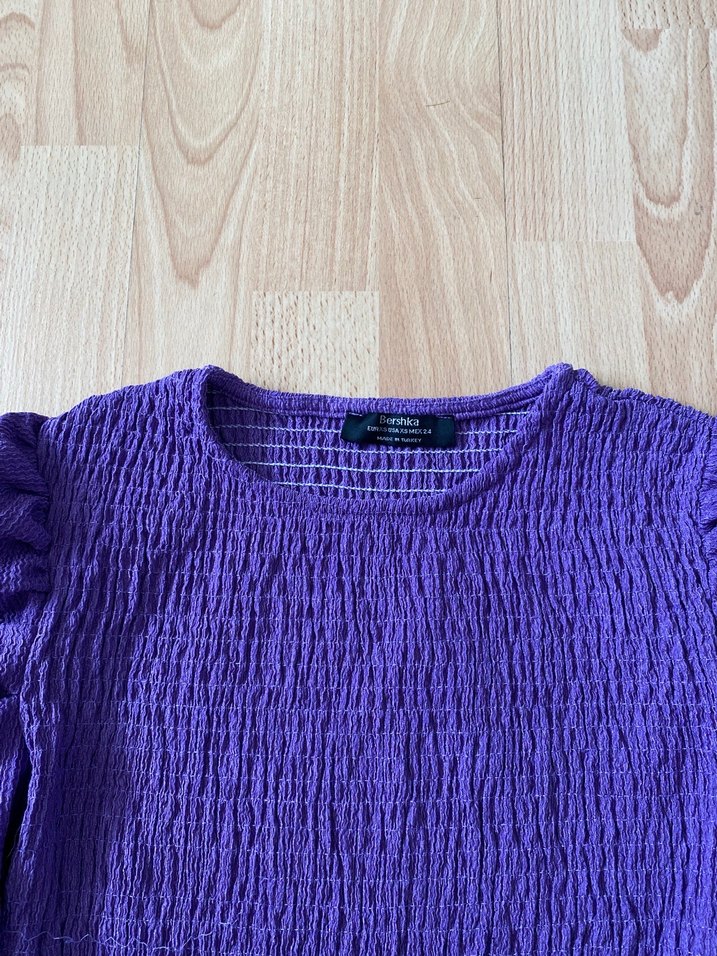 Mor Örgü Uzun Kollu Salaş Bluz - Görsel 3