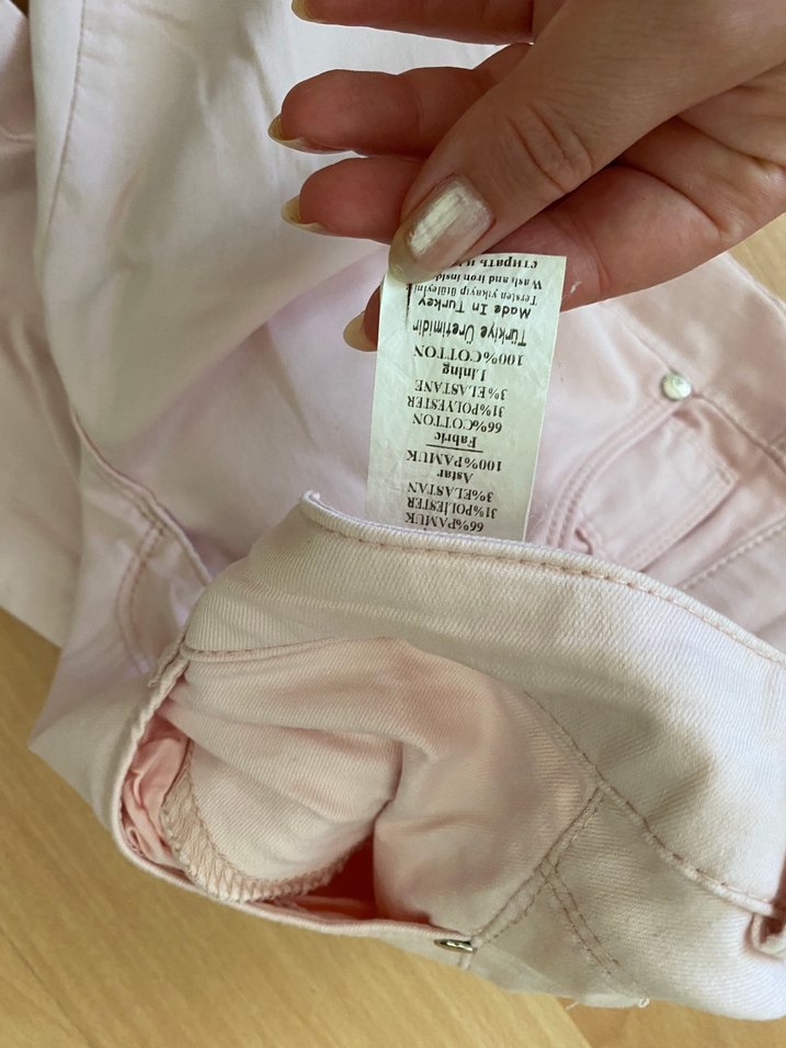 Bej Midi Kadın Pamuk Kumaş Pantolon - Görsel 3