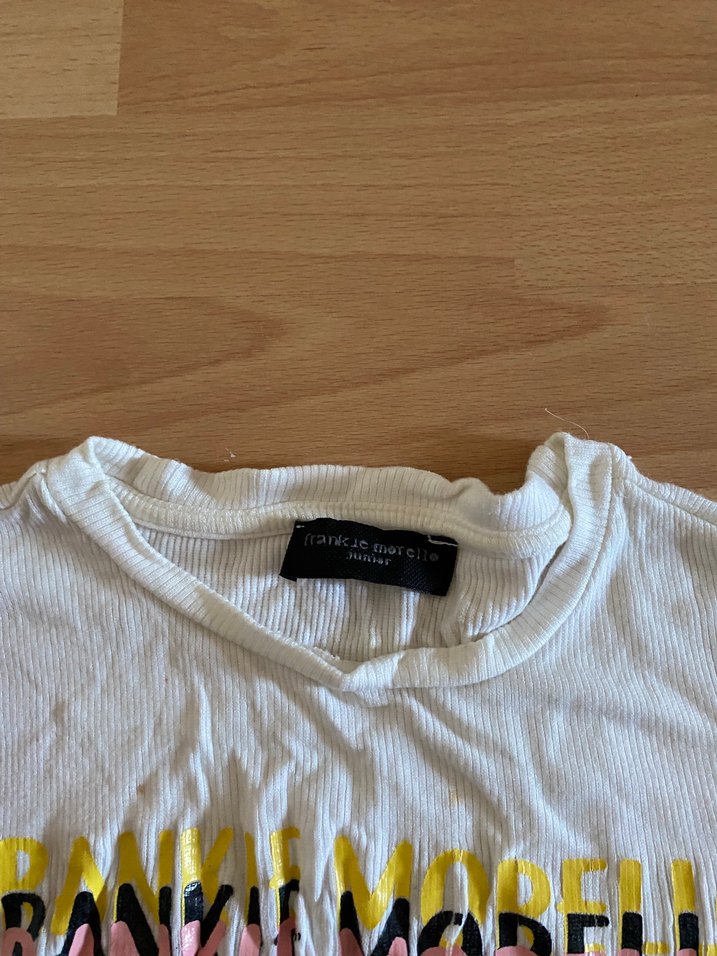 Beyaz Baskılı Fırfırlı Tişört - Görsel 3