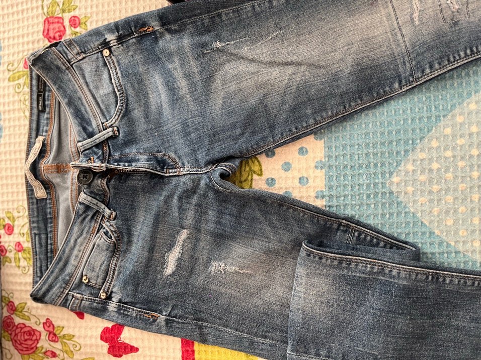 Vintage Kadın Gri Denim Midi Boy Kot Pantolon - Görsel 3