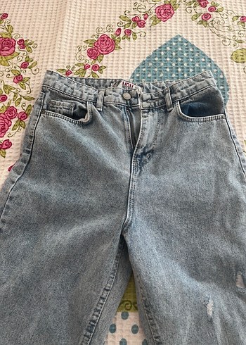 Gri Tie-Dye Loose Fit Kadın Denim Jean - Görsel 4