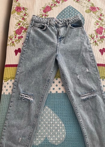 Gri Tie-Dye Loose Fit Kadın Denim Jean - Görsel 2