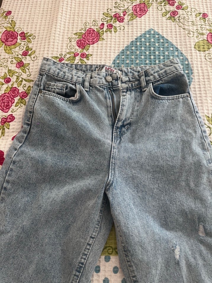 Gri Tie-Dye Loose Fit Kadın Denim Jean - Görsel 4