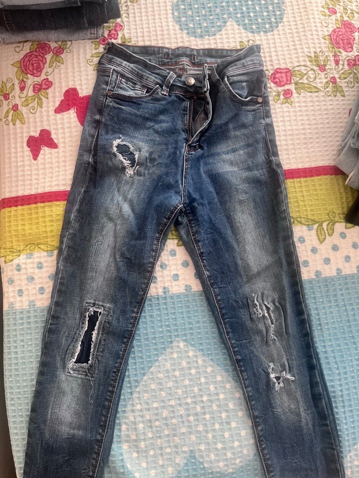 Rahat Kesim Mavi Yırtık Detaylı Kadın Kot Pantolon - Görsel 3