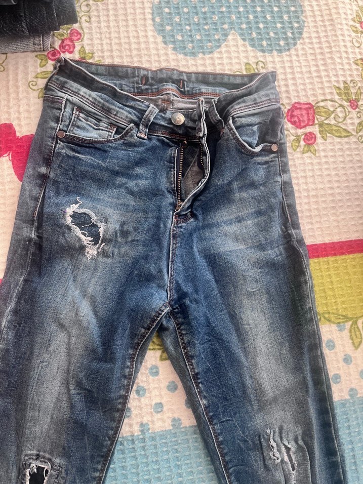 Rahat Kesim Mavi Yırtık Detaylı Kadın Kot Pantolon - Görsel 2