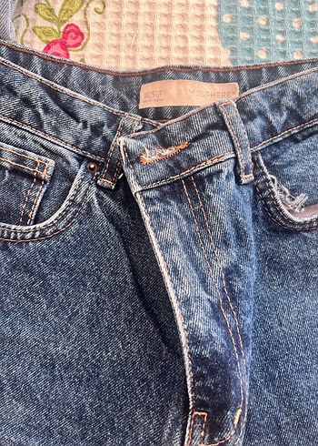 Gri Mavi Bağcıklı Tie-Dye Kadın Midi Kot Pantolon - Görsel 3