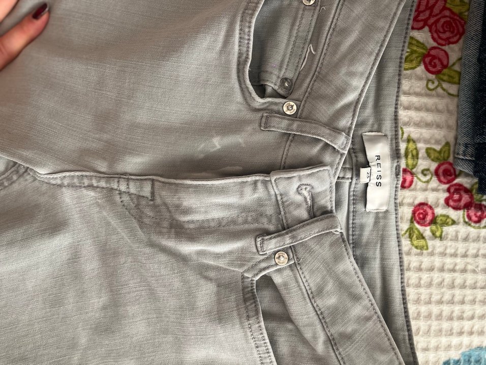 Gri Kadın Keten Kumaş Pantolon - Görsel 3