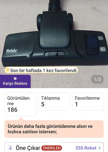 Fakir Siyah Elektrikli Süpürge Başlığı