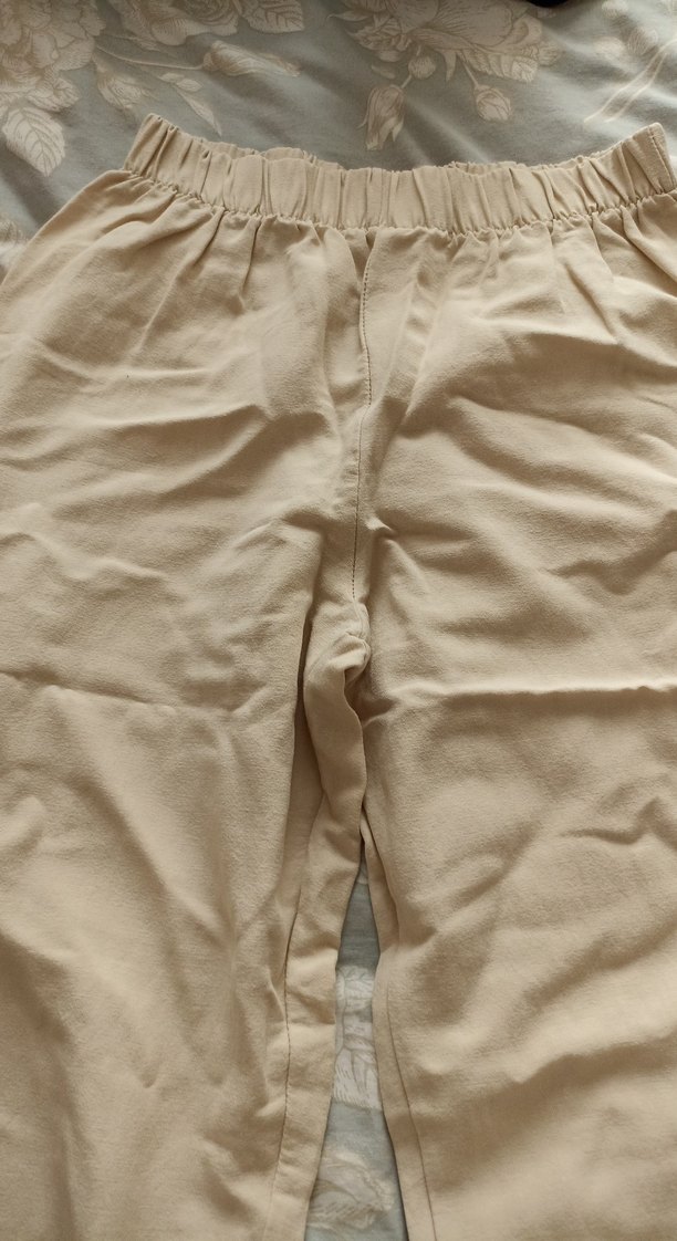 Bej Keten Midi Kadın Pantolon - Görsel 2