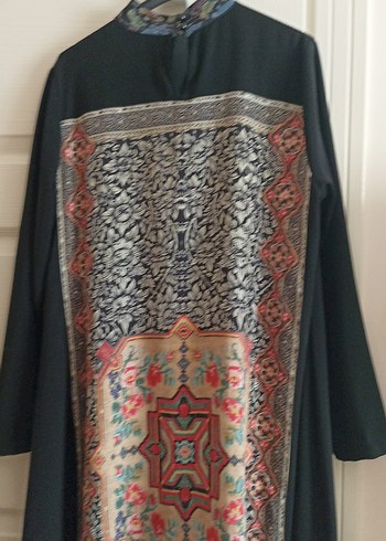 Siyah Uzun Kollu Yüksek Yakalı Hamile Tuniği - Görsel 2