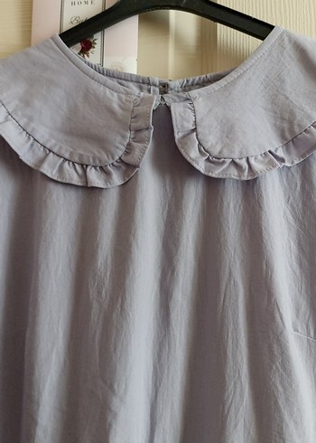 Gri Uzun Kollu Fırfırlı Midi Tunik - Görsel 3