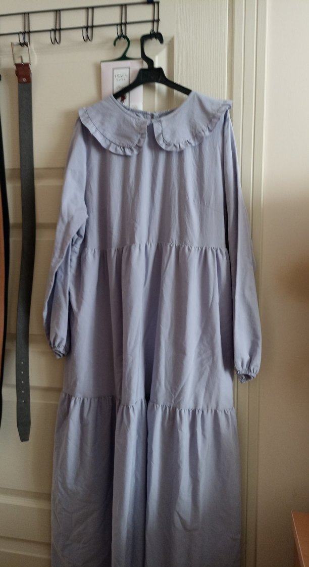 Gri Uzun Kollu Fırfırlı Midi Tunik - Görsel 2