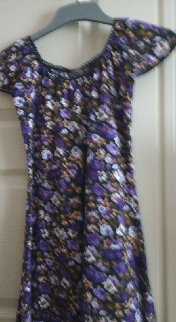 Uzun Mor Çiçekli Bohem Elbise - Görsel 3