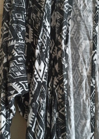 Kadın Gri Uzun Bohem Desenli Hırka - Görsel 3